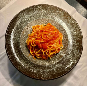 Prosciutto aging in a cellar